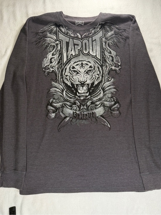 Tapout Other - Tapout Skull Graphic Long Sleeve Shirt XXL Gray MMA Y2K Streetwear Waffle Knit